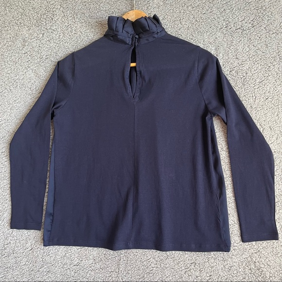 Banana Republic Mixed Media Ruffle Mock-Neck Top - Picture 9 of 11